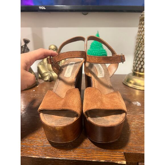 Steve Madden Lulla Chestnut Suede Leather Platform Sandals 7 - Picture 3 of 9